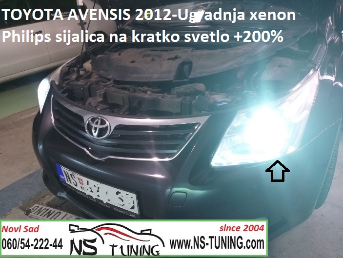 toyota avensis 2012 ugradnja jacih xenon sijalica kratko svetlo pojacano novi sad tuning auto servis h11
